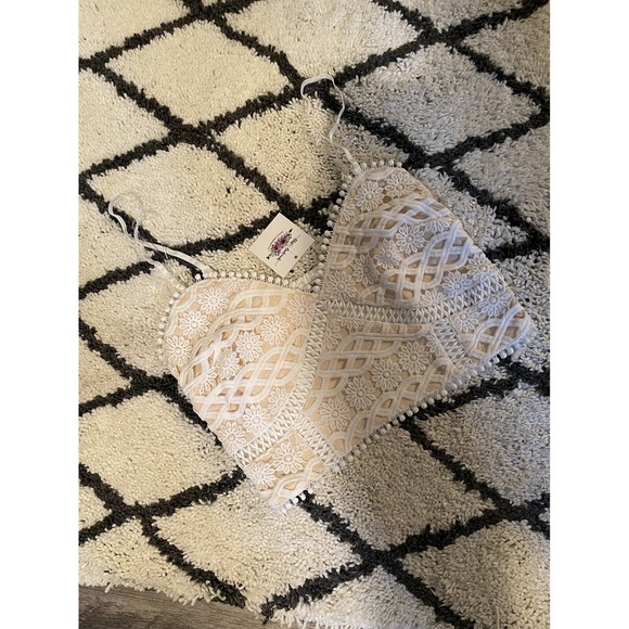 Listicle Other - Listicle henley crochet lace bralette small white beige Intimates Boho NWT